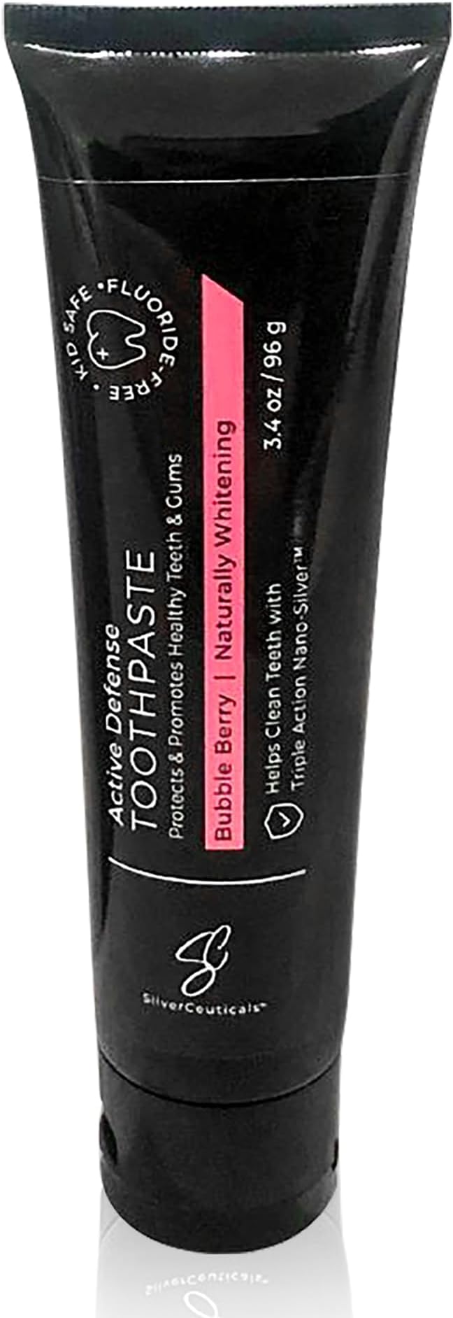 Colloidal Silver Toothpaste w/Coral Calcium & Xylitol - Bubble Berry - Remineralize Tooth Enamel - SLS & Fluoride Free Cavity Protection - Gum Health - Bad Breathe - Gingivitis - Mild Flavor - 3.4oz
