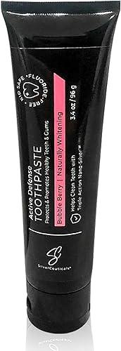 Pasta de dientes de plata coloidal con calcio coral y xilitol - Bubble Berry - Esmalte dental remineralizado - SLS y protección de la cavidad sin