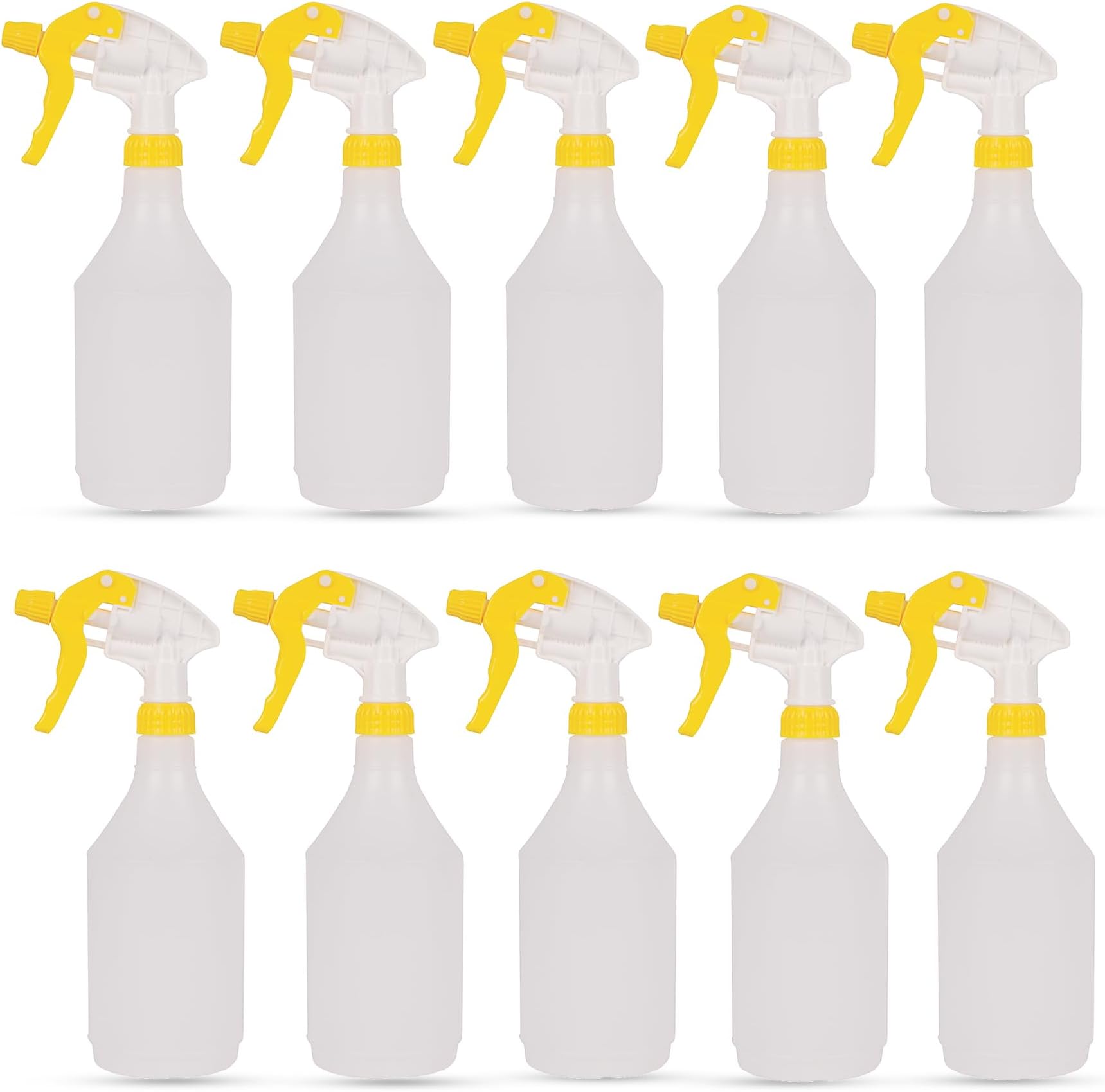 DCS Pack of 10 Plastic Water Spray Bottles for Cleaning 750ml – Hand Trigger Empty Spray Bottles for Gardening and Home Cleaning – Heavy duty Industrial Refillable Mist Spray Bottle (Yellow)