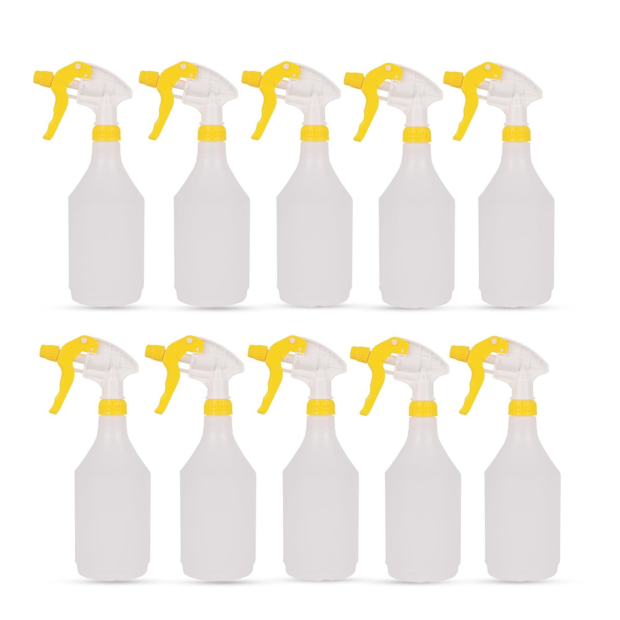 – DCS Pack of 10 Plastic Water Spray Bottles for Cleaning 750ml – Hand Trigger Empty Spray Bottles for Gardening and Home Cleaning – Heavy duty Industrial Refillable Mist Spray Bottle (Yellow)
