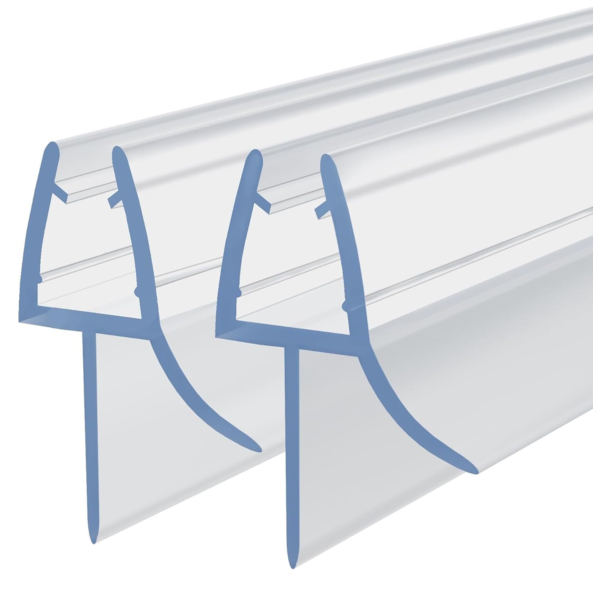 HNNHOME 100cm Rubber Plastic Bath Shower Screen Seal Strip for 6-8mm Curved Straight Glass Door Up to 20mm Gap (Straight x 2)