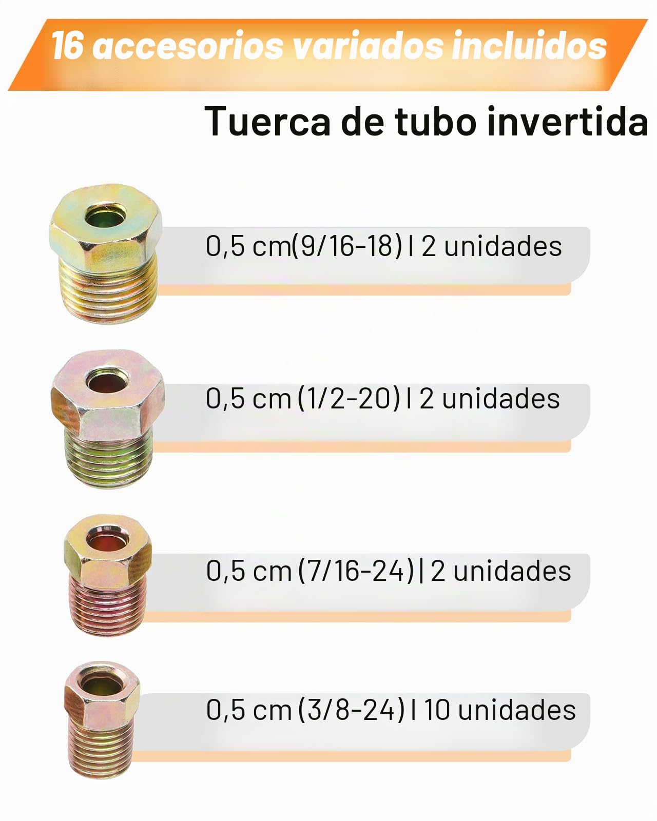 Herramienta Abocardar Tubos Freno, 7m Ø 4,75mm Tubo de Freno Cobre-Níquel Kit (16 Conexiones de Tornillo + 4 Conectores)