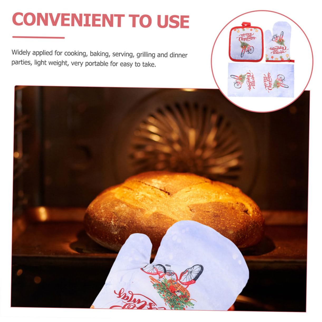 SOIMISS Juego De 5 Manoplas De Horno Reutilizables con Temática Navideña Resistentes A Altas Temperaturas Y Antiescaldaduras De Poliéster para Cocina Decoración Navideña