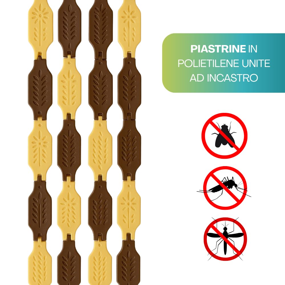 PALUPLUS Tenda a Piastrine Melange Antimosche in Polietilene, misura 120x225 cm, tenda per porte e finestre, moschiera a pannello, Frangivista e Decorazione, zanzariera insetti -7121C-2,8 (Marrone)