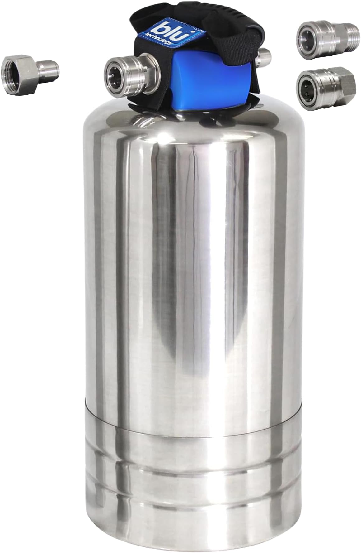 Tech RV Water Softener, Stainless Steel Portable Water Softener, 10,000 Grain with Stainless Steel Garden Hose Quick Connects, RV Accessories for Camper Vans and Travel Trailers