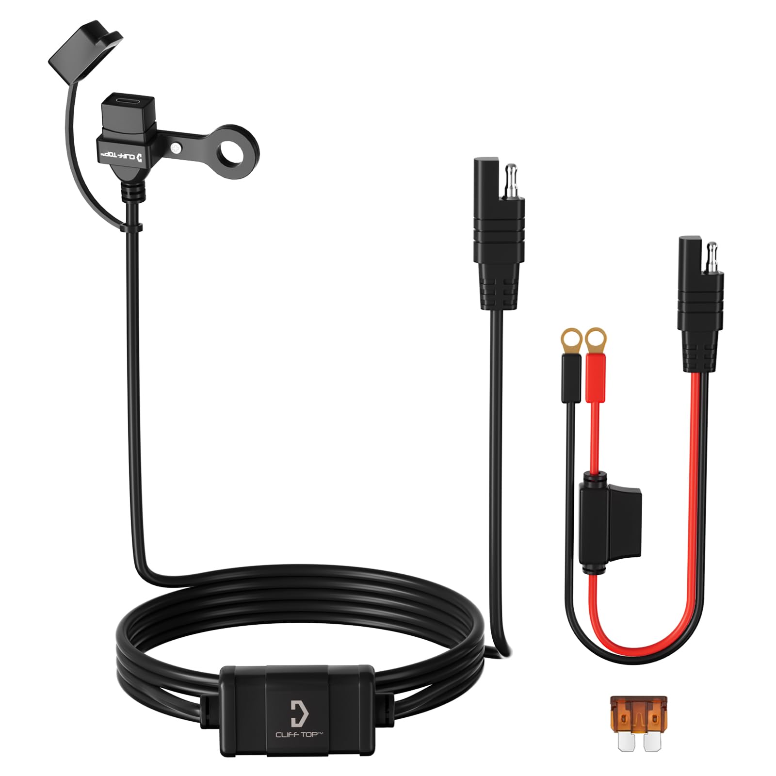 Cliff Top wasserdichte Motorrad USB Steckdose, 18W PD Typ-C Schnellladung, 10mm...