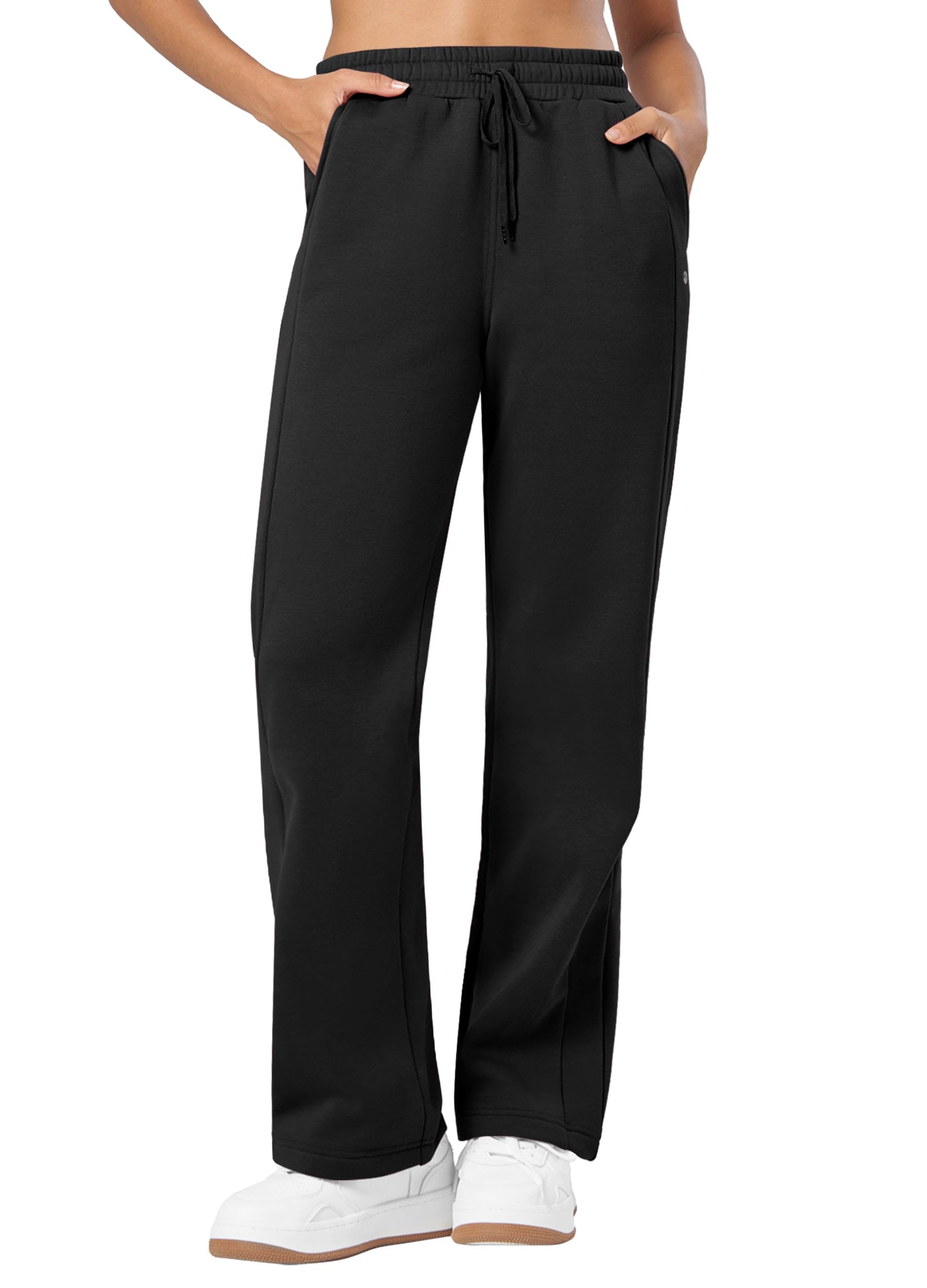 Willit Womens Fleece Lined Sweatpants Cotton Straight Leg Sweat Pants Winter Running Casual Yoga Lounge Workout Pockets