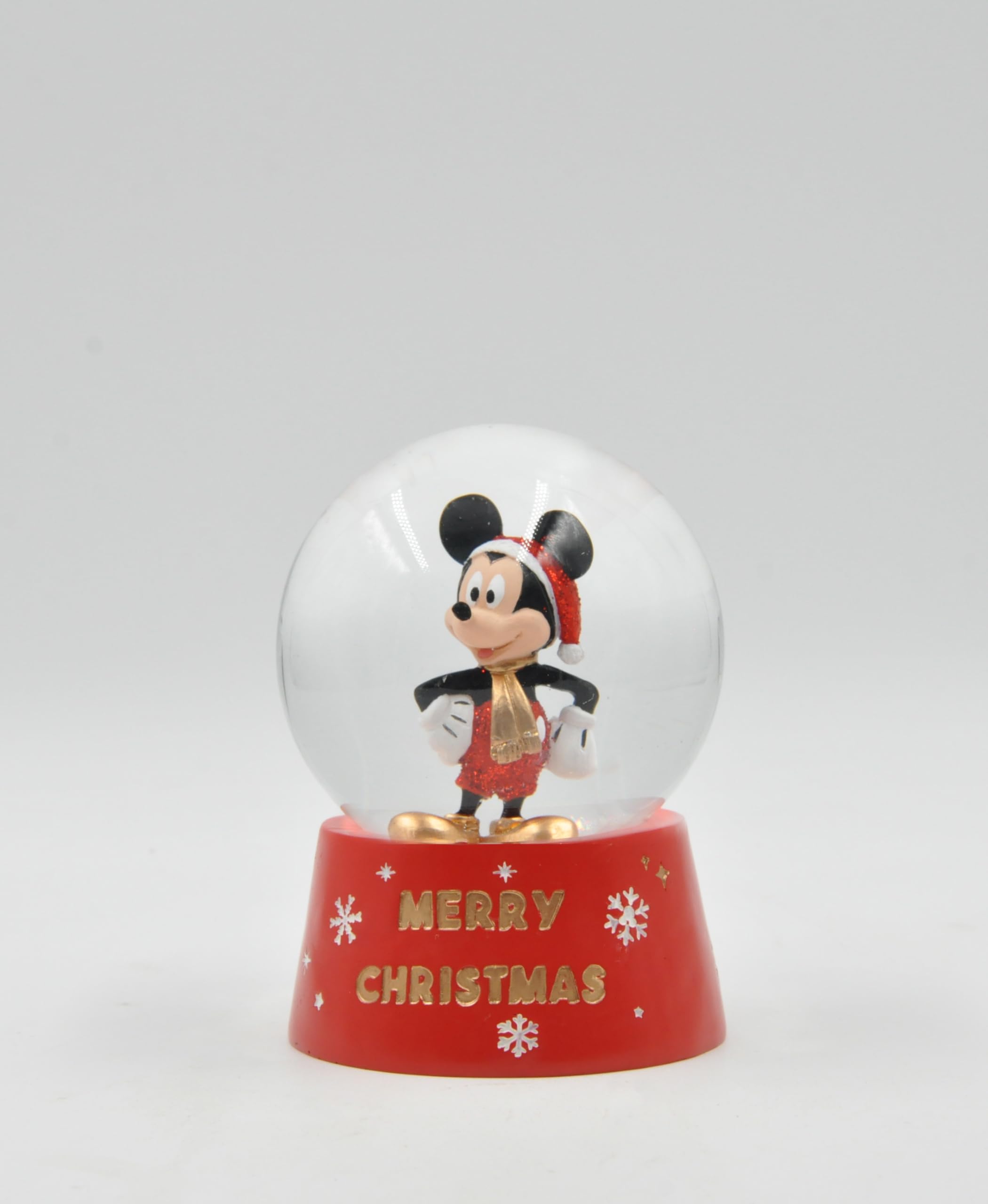 Widdop And Co Red / Gold Disney - Mickey Mouse - Merry Christmas Led Light Up Snow Globe - Officially Licensed Merchandise - Seasonal Xmas Snowdome For Gifting And Home Decor For Festive Season.