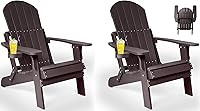 Vista 18 de Silla Adirondack plegable, sillas de plástico resistentes a todo tipo de clima, con soporte para tazas, se pliega o despliega fácilmente en 1