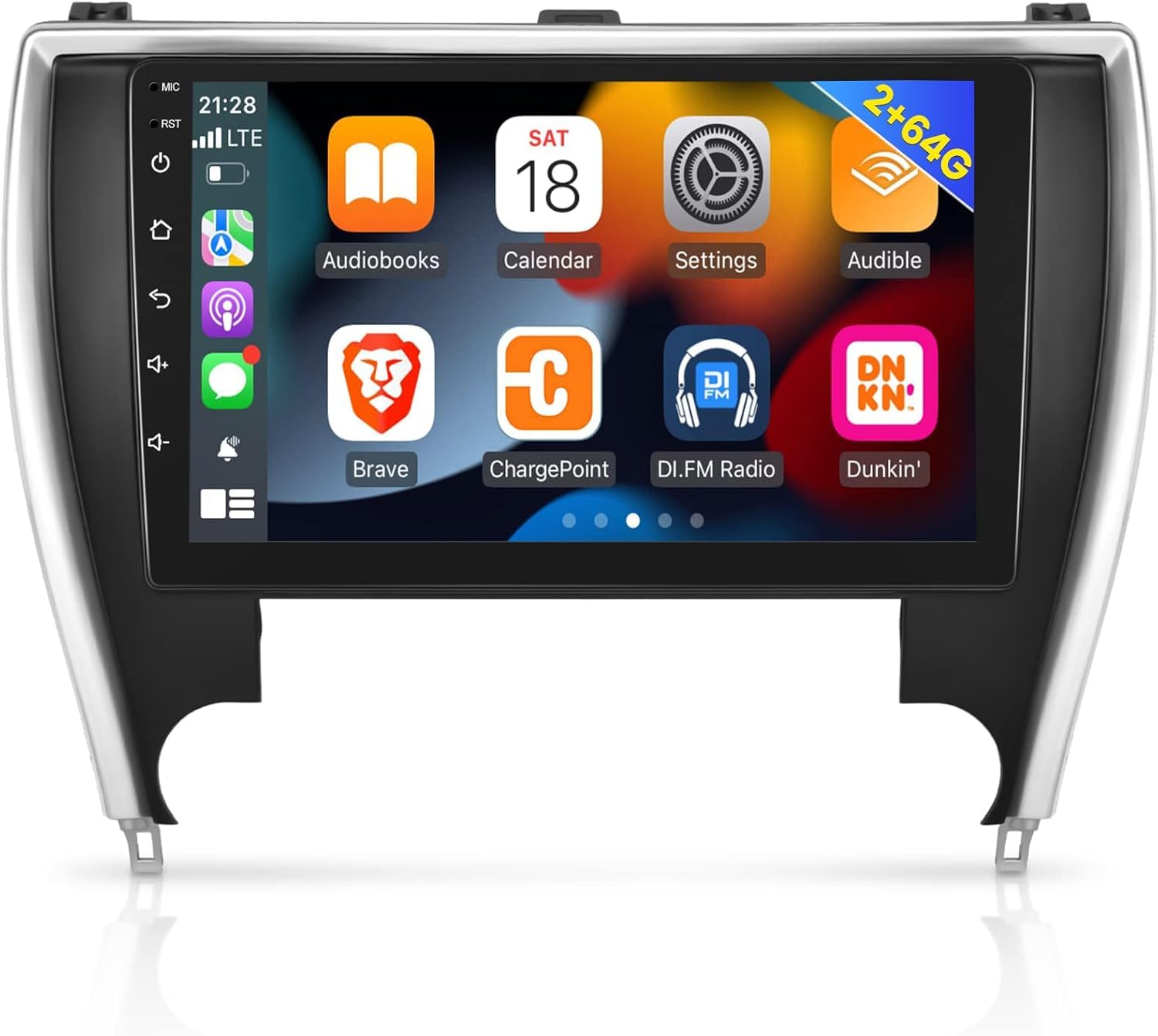 Car Android Screen Toyota Camry 2015-2019 America With CarPlay IPS HD.Screen – Free Back Camera – 1year warranty – GPS navigation plug in original cable (2+64GB Carplay/android auto)