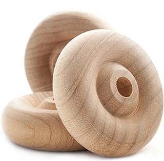Pinehurst Crafts Classic Wooden Toy Wheels, 1-1/2 inches Diameter x 1/2 inches Thick (1/4 inches Hole), Pack of 8, ClassicWheels_1.5IN_8pk