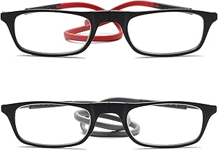 Lanomi Slim Reading Glasses Women Men Magnetic Closure Clip Lightweight Reading Aid Visual Aid with Elastic Silicone Glasses Straps