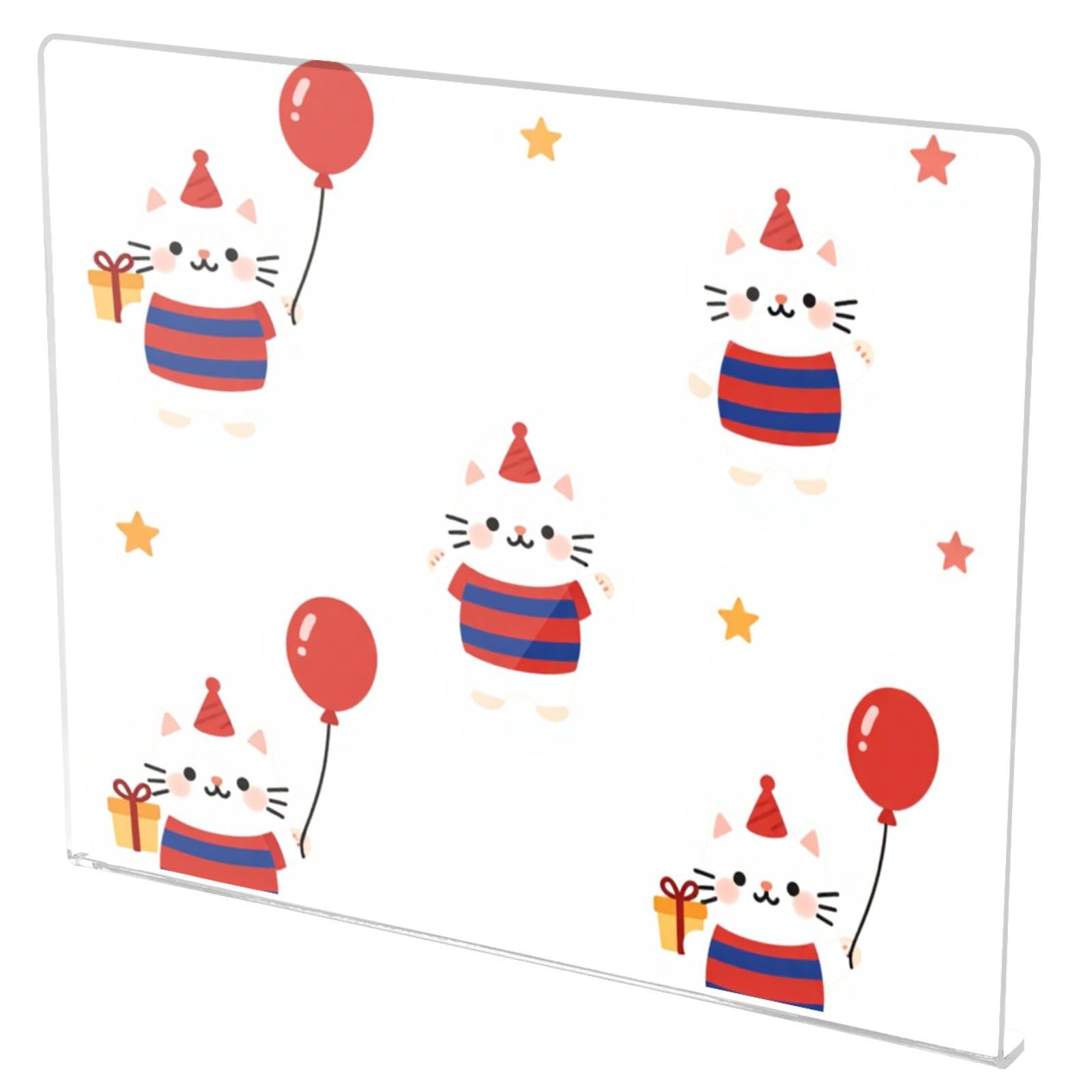 Tabla de cortar acrílica de 34 x 42 x 0,4 cm, borde lateral de 2,5 cm | Almohadillas moldeadas antideslizantes de una sola pieza para decoración de cocina, lindo payaso, gato, circo