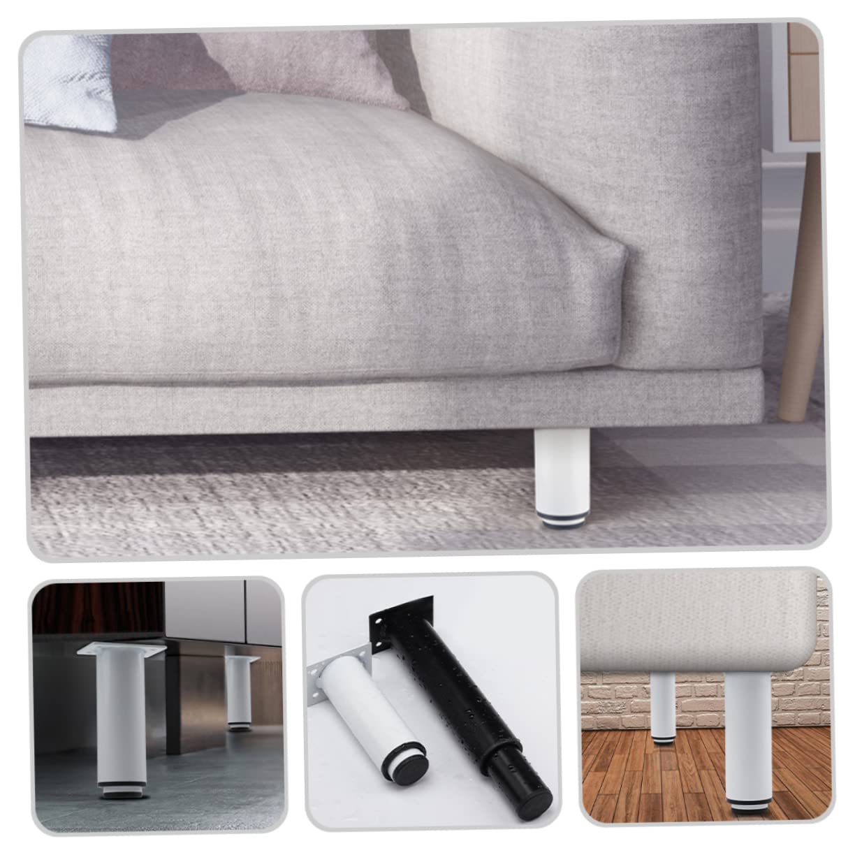 Hemobllo 4 Piezas Patas de Mueble Ajustables de Metal para Sofás y Gabinetes de Altura Regulable de Diseño Moderno y Elegante Acero Inoxidable