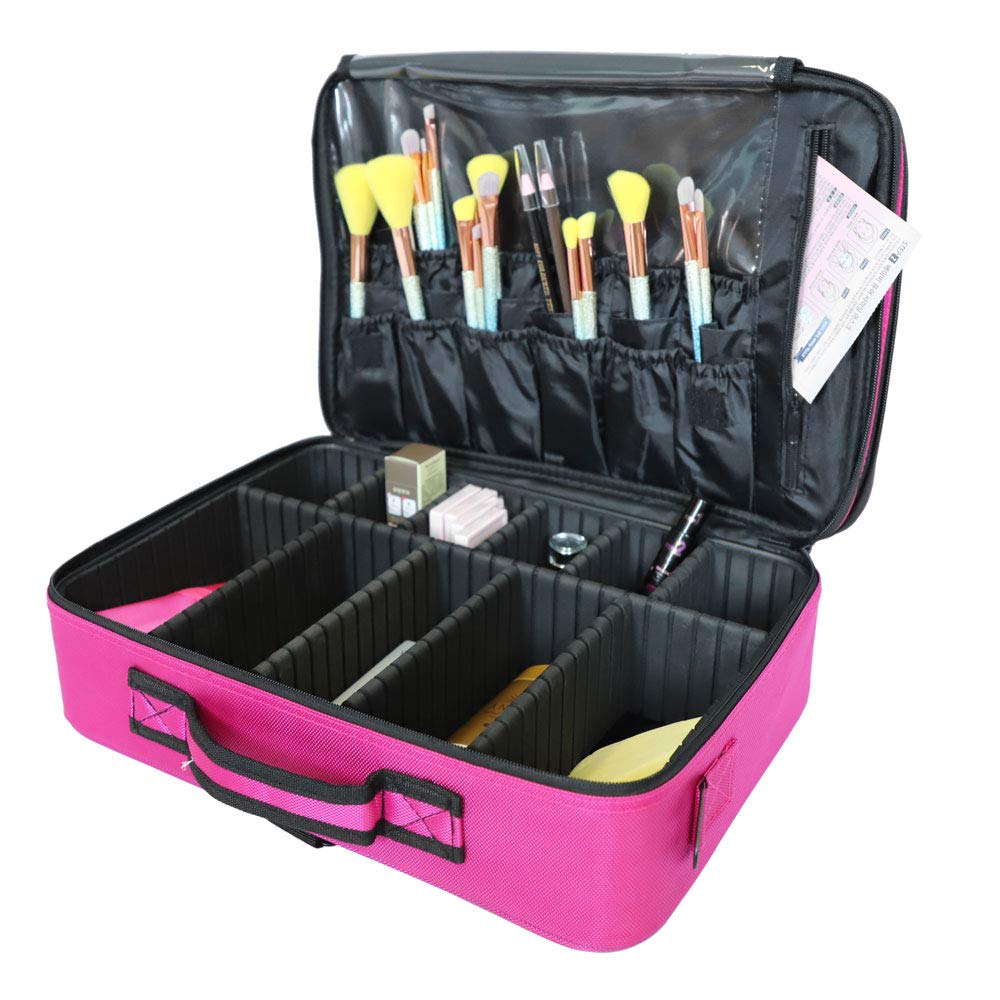 Professional High-capacity Multilayer Portable Travel Makeup Bag with Shoulder Strap (Large)