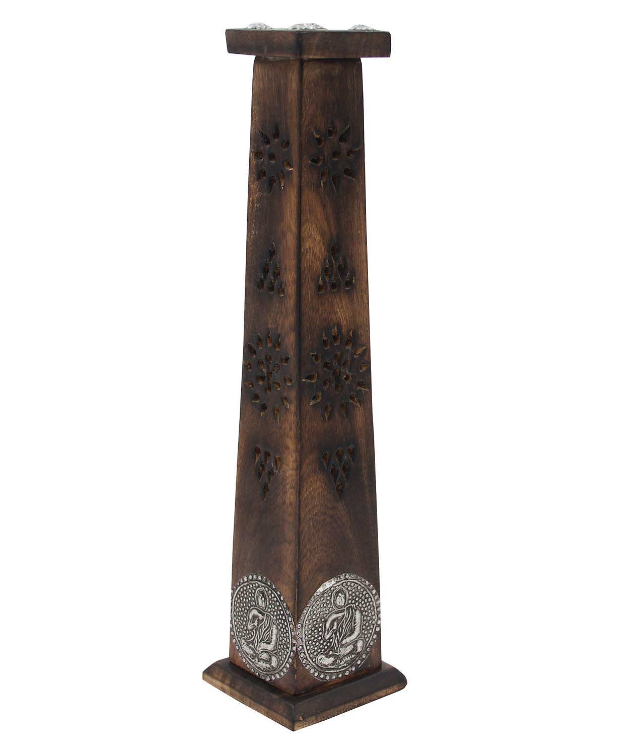 DharmaObjects Wooden Artisan Decor Table Top Incense Stick Holder Burner Tower Stand (Blessing)