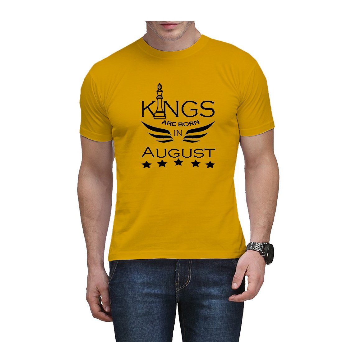 Rexel SpelaxPrinted Kings are Born in/Legend are Born in/Real Men are Born in August Cool Cotton T-Shirt for Men Available in 4 Colors