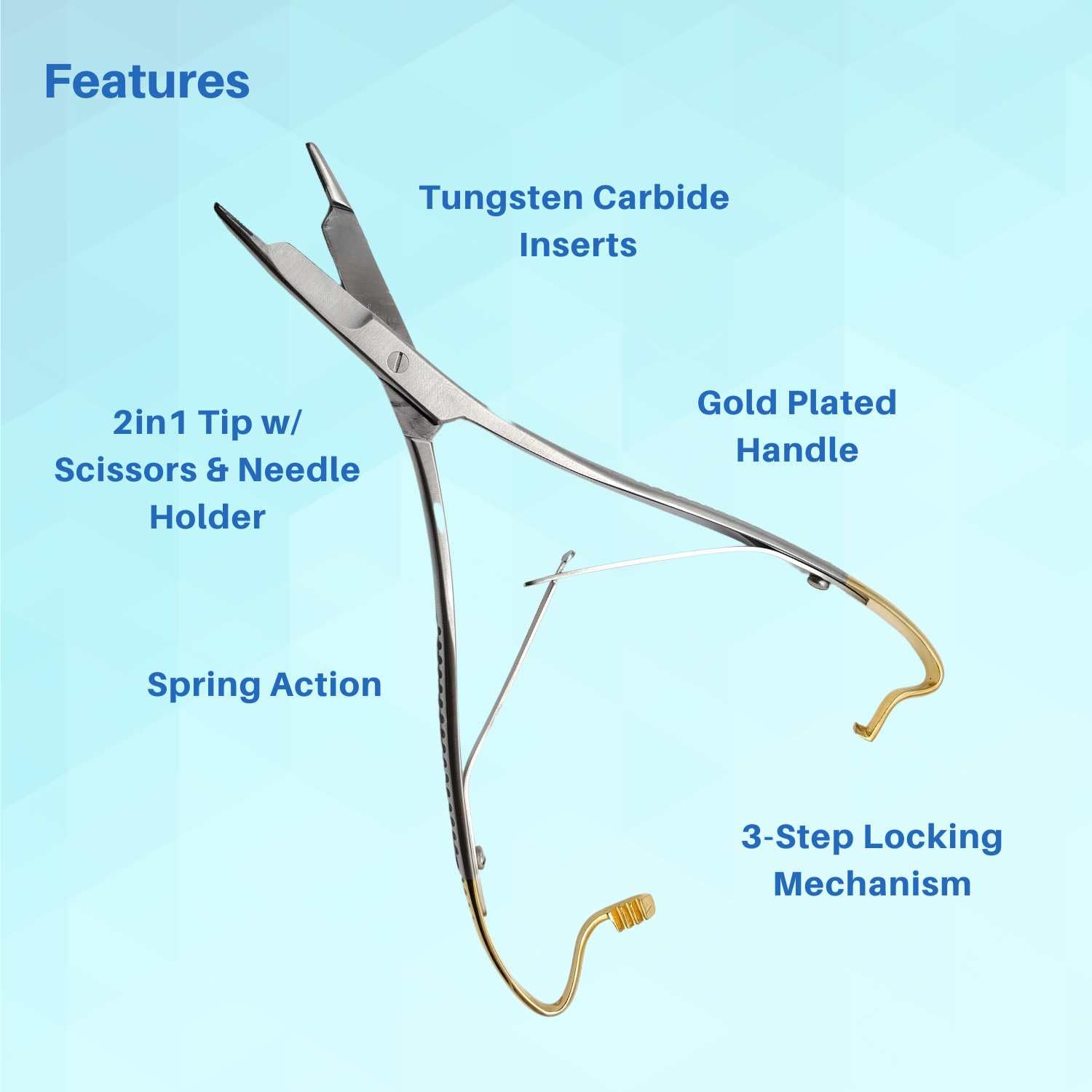 Olsen Hegar Mathieu Needle Holder | Mitten Scissor Clamps | Needle Driver with Scissors Cutting Edges | 6.5 inches with Tungsten Carbide