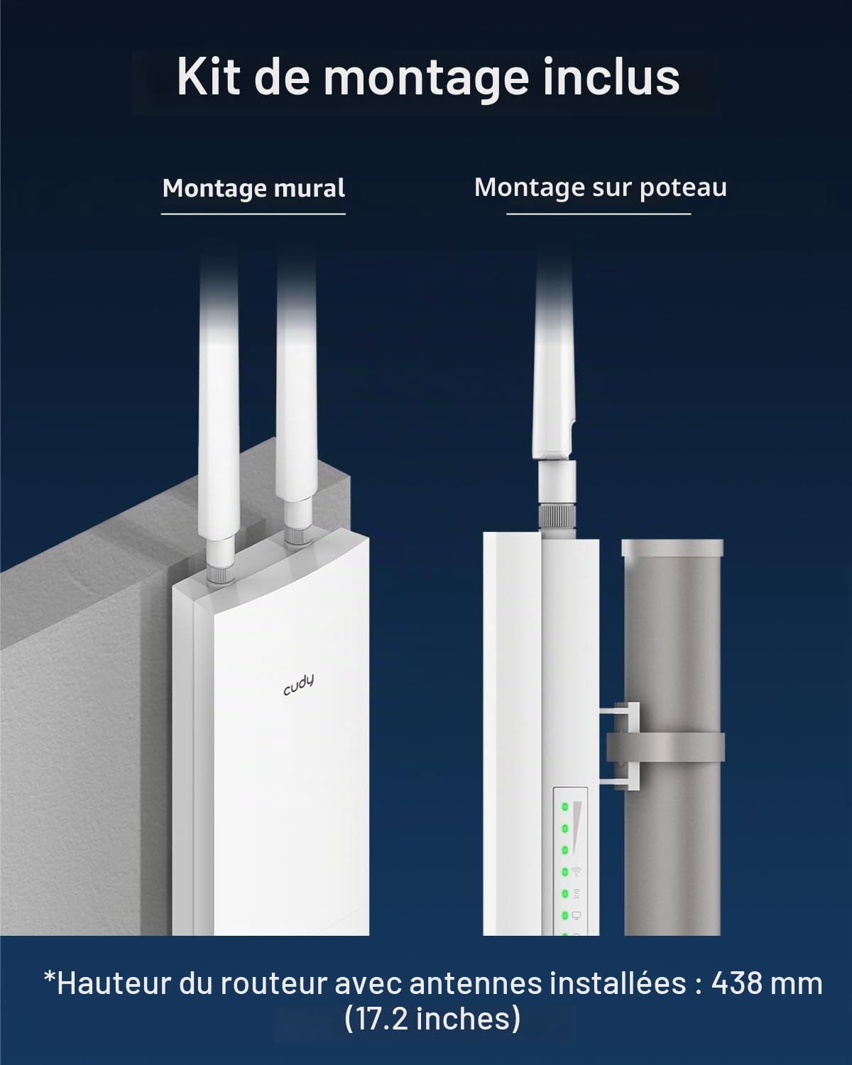 Cudy Outdoor AC1200 Point D'accès Gigabit, Extension WiFi Extérieure, Étanche IP65, Beamforming, MU-MIMO, Prise en Charge du Maillage, AP1300 Outdoor