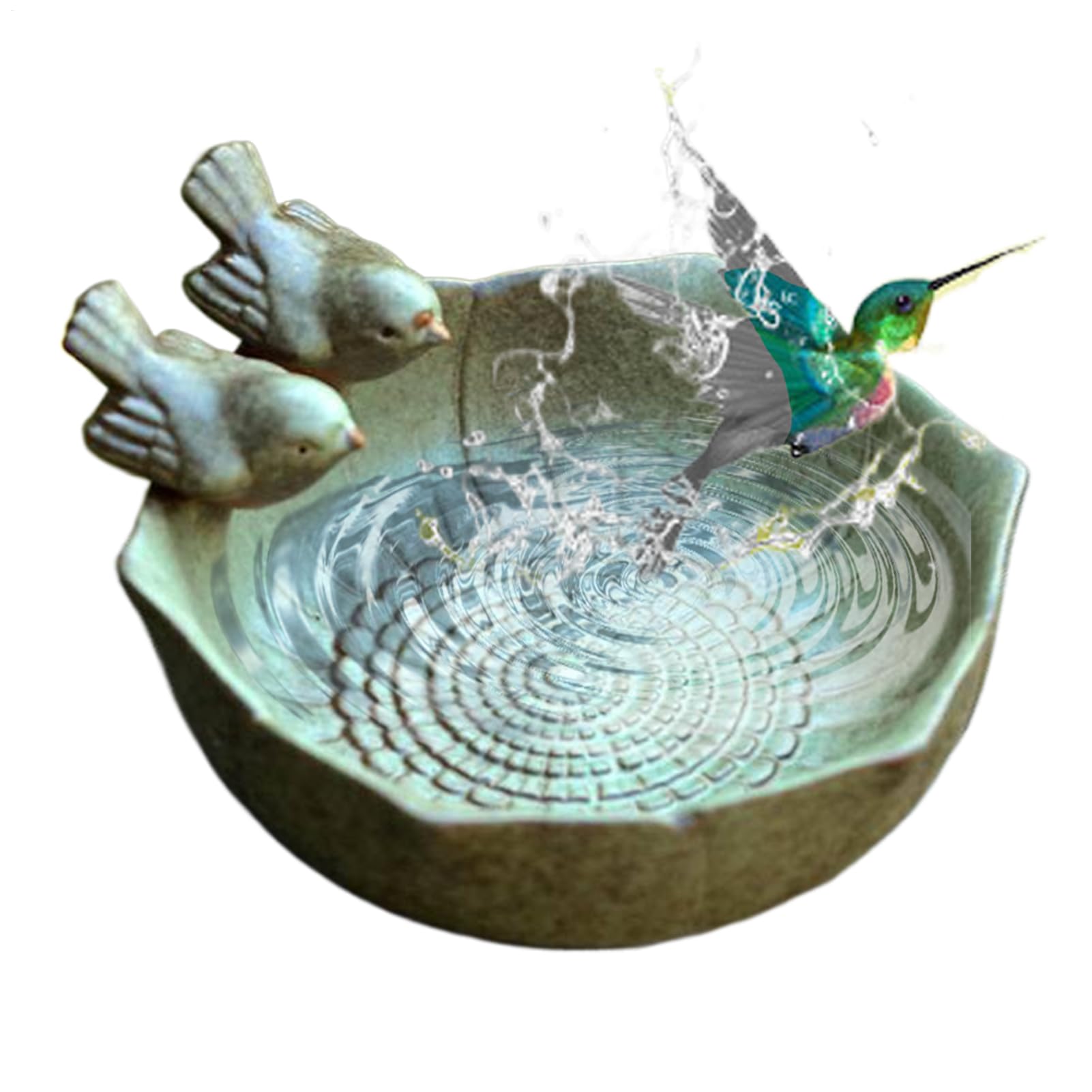 Ceramic Bird Bath Bowl, Vintage Ground Feeding Tray, Multi-Functional Artistic Birdbath, Bird Food Tray, Yard Ornament, Backyard Birds Feeding Bowl for Wildlife Outdoor Patio Balcony