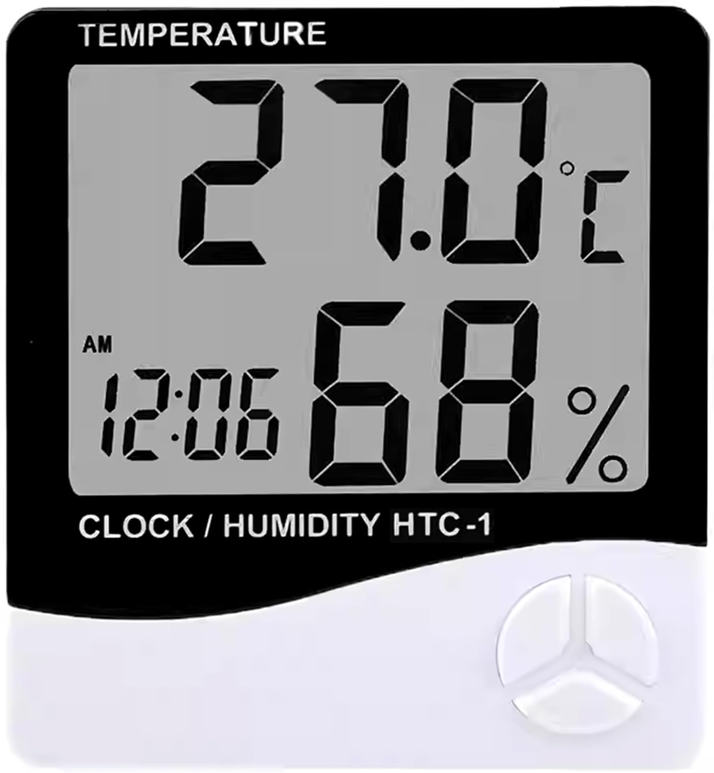 FreshDcart HTC-1 Room Thermometer with Humidity Incubator Meter and Accurate Temperature Indicator Wall Mounting LCD Digital Clock Monitor for Indoor/Outdoor (White)