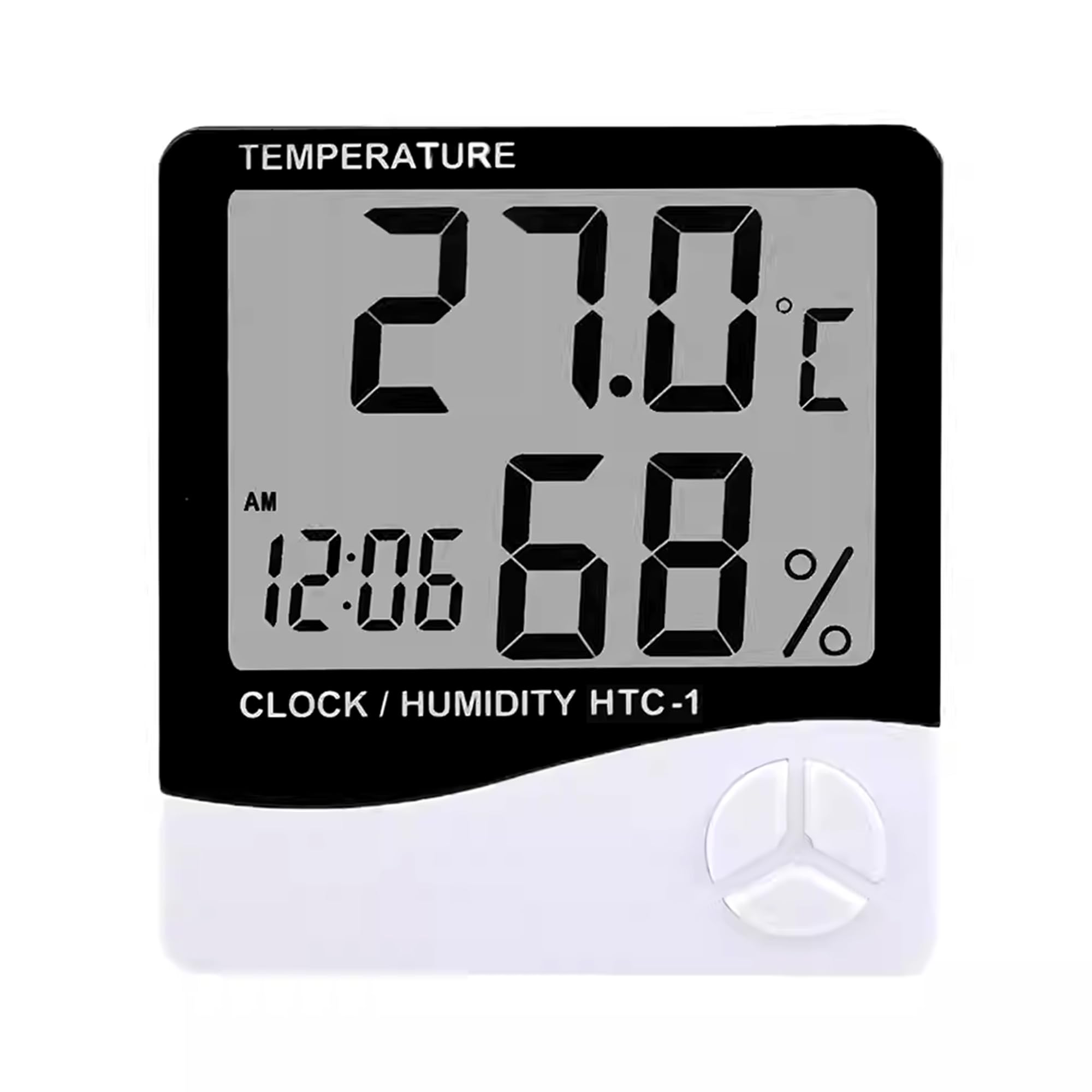 FreshDcart HTC-1 Room Thermometer with Humidity Incubator Meter and Accurate Temperature Indicator Wall Mounting LCD Digital Clock Monitor for Indoor/Outdoor (White)