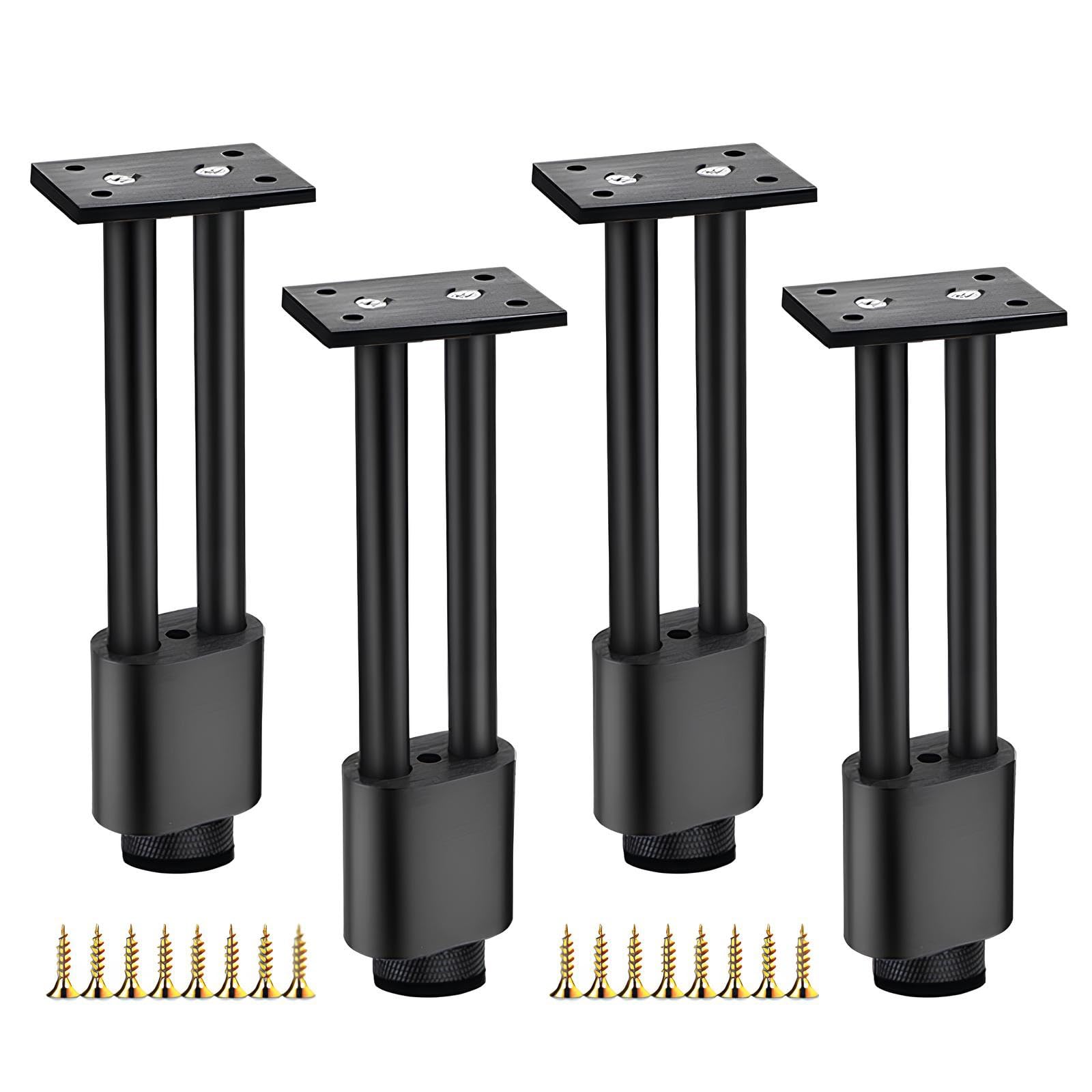 4 Pezzi Gambe per Mobili Regolabili in Lega di Alluminio - Piedini di Ricambio Resistenti per Armadi Tavoli Divani Comodini - Diverse Altezze e Colori(Nero,30cm/11.8in)