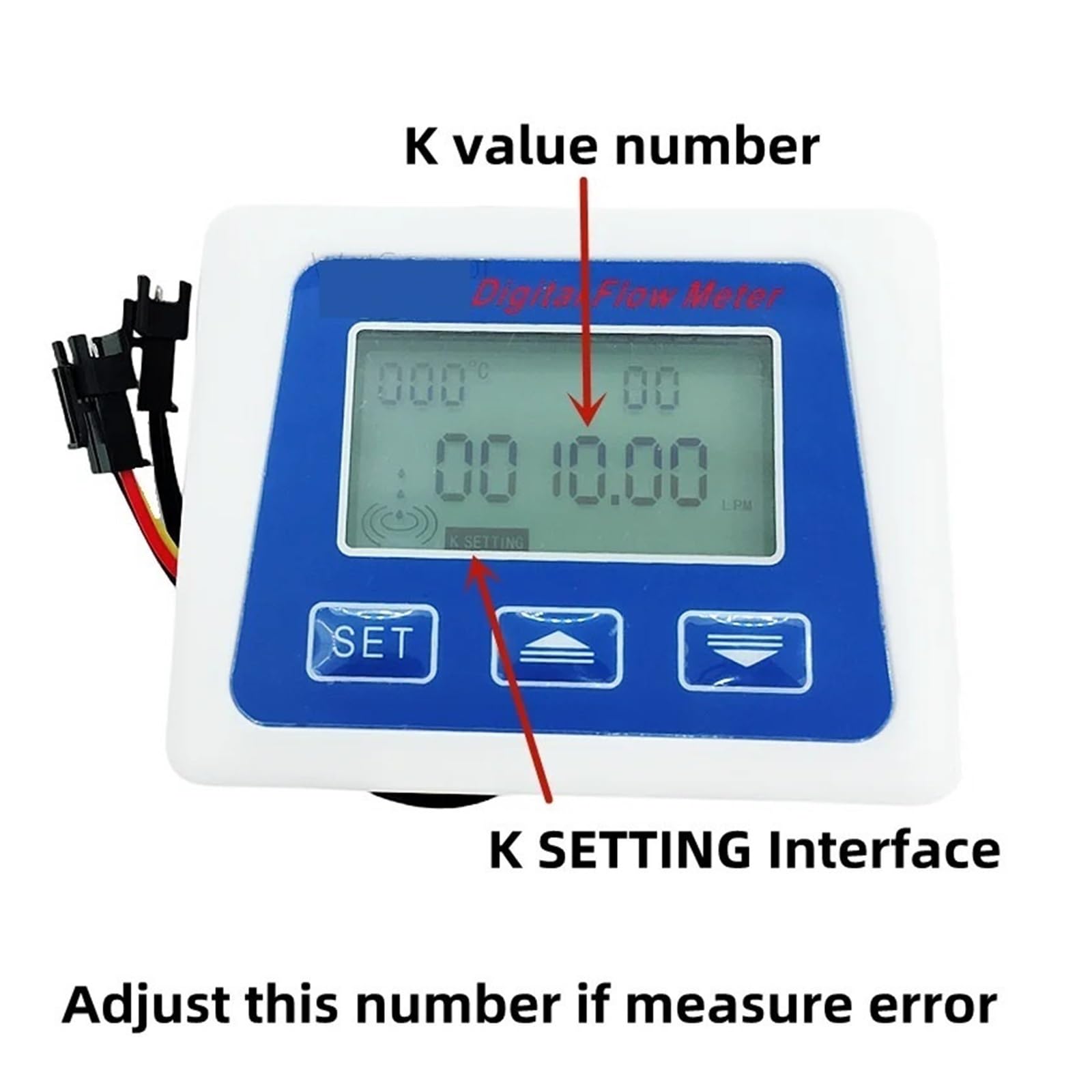 Pantalla LCD Digital Sensor de Flujo de Agua medidor de Flujo totalímetro con Flujo de turbina de 3/8 "/1/4" medidor de Trabajo de batería HaiHuiLai para Agua Líquida, Diésel(3-8 Quick fit)