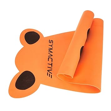 Amazon Brand - Symactive 4 Mm Anti-Skid Lightweight Ldpe Printed Yoga Mat With A Carrying Strap For Kids For Workout, Yoga And Fitness (Orange, 2X5 Ft, Panda), Pink - image, photos