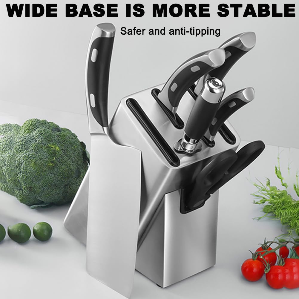 Porta Cuchillos Para Encimera De Cocina De Acero Inoxidable Con Orificio De Drenaje, Patas Antideslizantes, Estante Para Almacenamiento De Cuchillos De Doble Capa