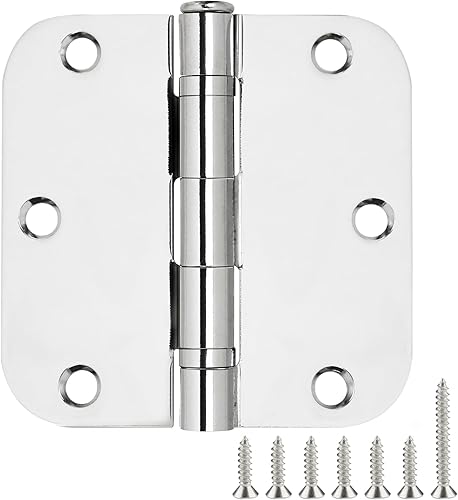 Vista 29 de Paquete de 48 bisagras para puerta interior, redondeadas, radio de 5/8", residencial, hierro satinado, herrajes para puertas individuales, dobles