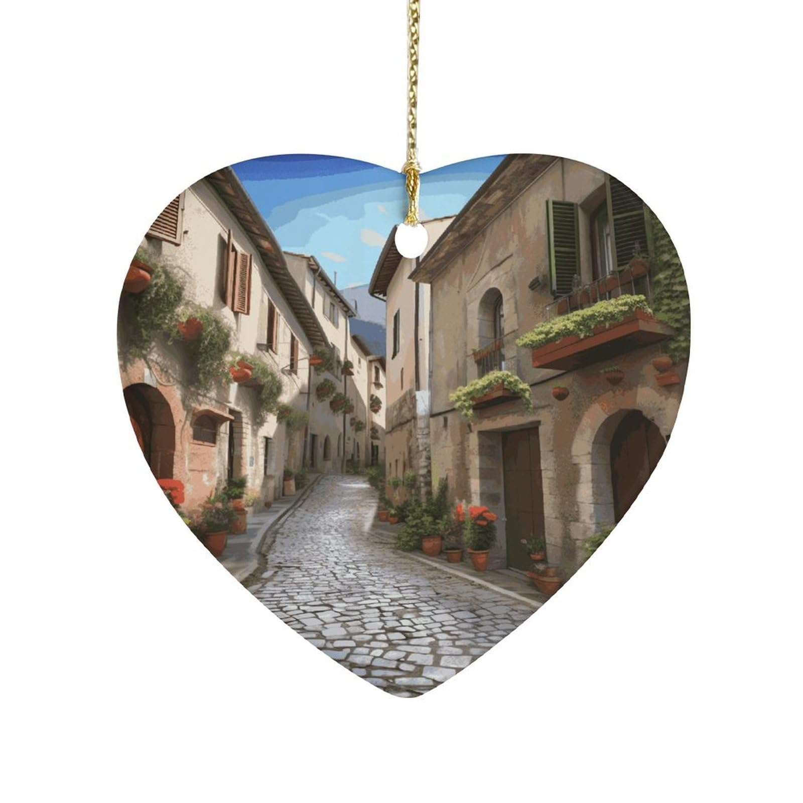 Fekiloot Style Italian Town Street Ceramic Ornament Home Decor Keepsake