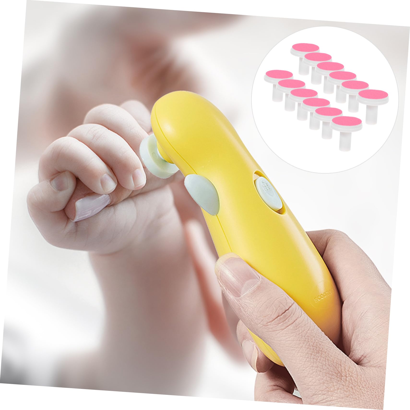 SAFIGLE 12pcs Nail Grinding Pads Replacement Heads for Electric Trimmers Safe and Gentle Nail File Accessories for Newborns Present for Parents