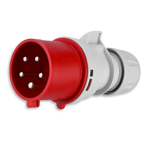 REV CEE-Stecker 400V 32A 5-polig 3Ph+N+PE wasserdicht IP44 rot