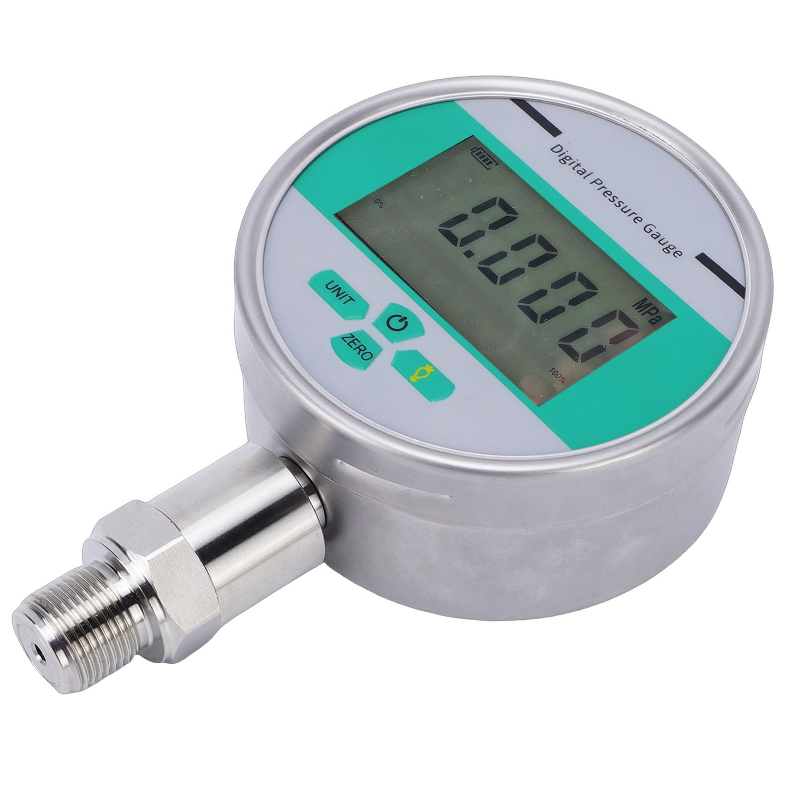 banapoy Manómetro Digital, Manómetro de Agua M20x1,5 con Esfera de 4 Pulgadas, Industrial con Pantalla LCD Retroiluminada, IP65 para Aire, Agua, Aceite, Maquinaria de Construcción