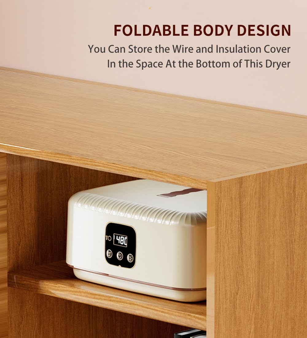 Portable Clothes Dryer - Mini Small Compact Foldable Quiet Fast-Drying Electric Machine with Adjustable Timer for Travel,RV, Home,Apartment(Beige)