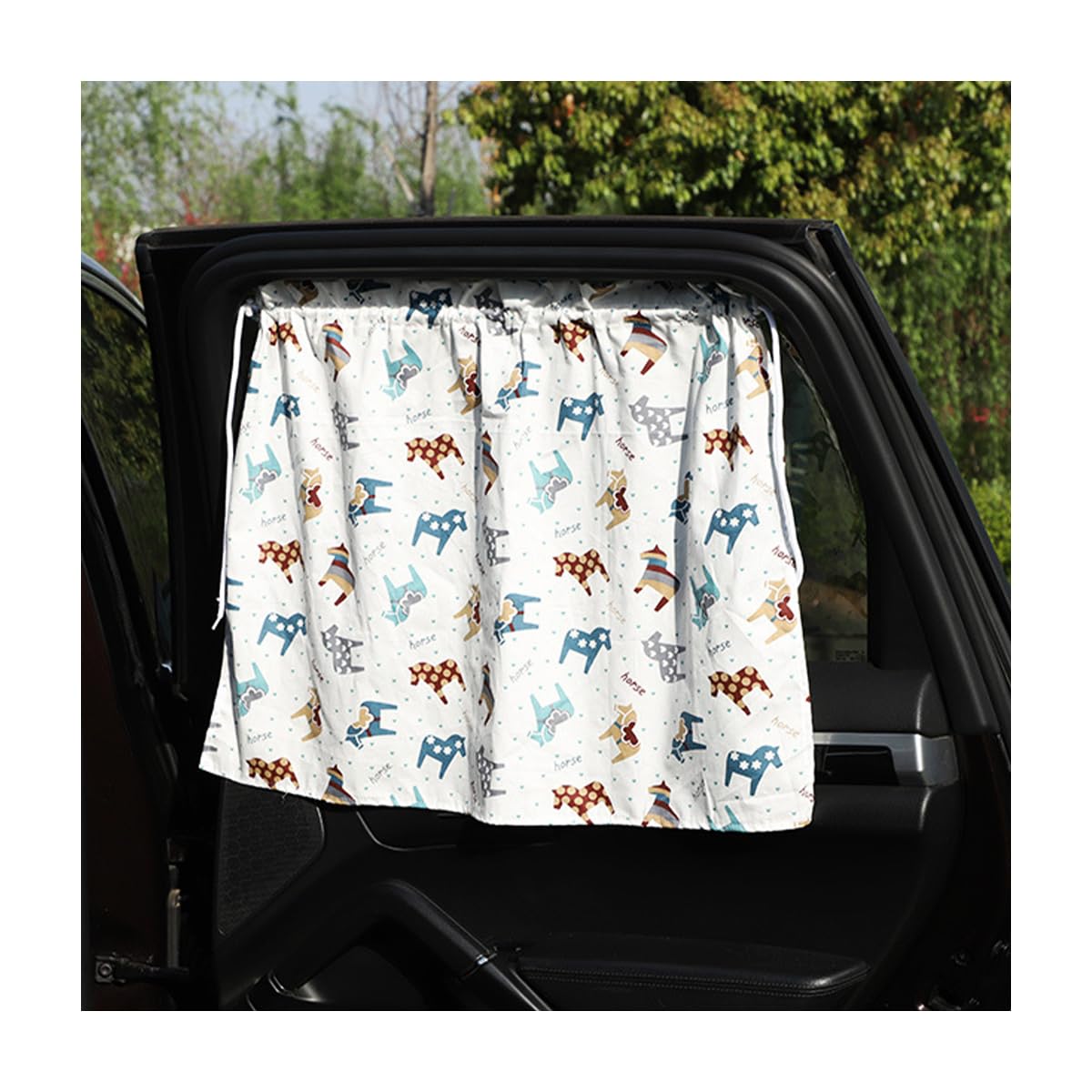 povtii Car Side Window Shade, 19"×27" Auto Window Curtain with Sun Protection, Car Window Sun Shade Cover Block Damage from Direct Bright Sunlight and Heat, Car Accessories (Pony)