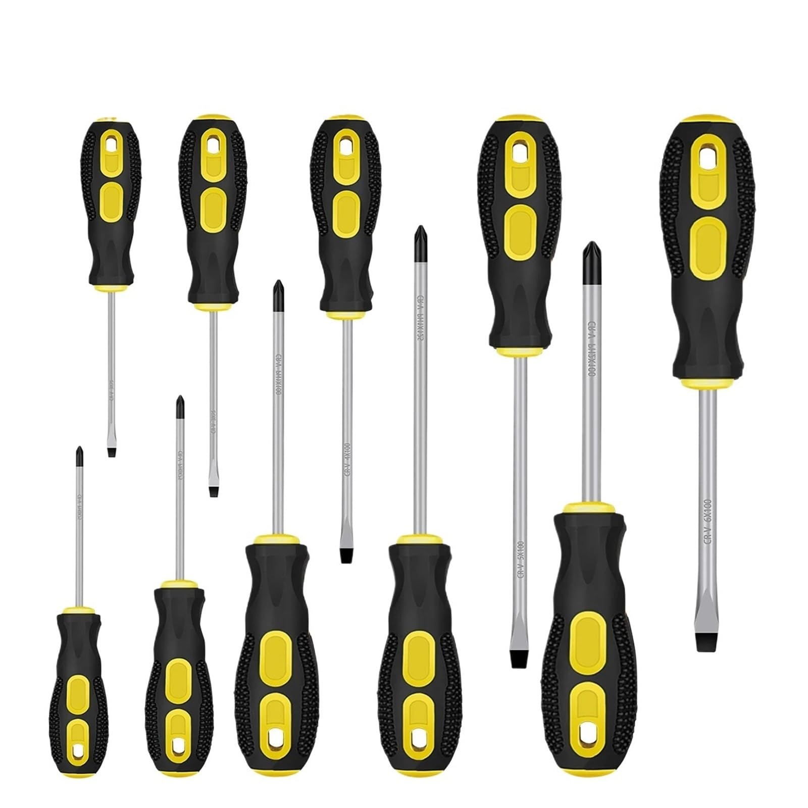 Multipurpose Handle Screwdrivers Set with Magnetic Insulated Security Repair Hand Tools Cross/Straight Type Mini Screw Driver(10pcs)