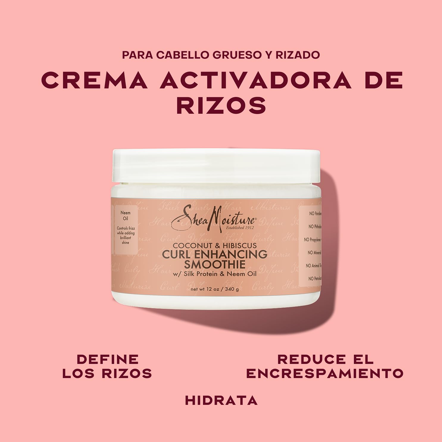 SheaMoisture Champú, Acondicionador y Crema Modeladora para cabello grueso y rizado con Coco e Hibisco pack para el cuidado del cabello 2x 384 ml, 1x 326 ml - 3 productos