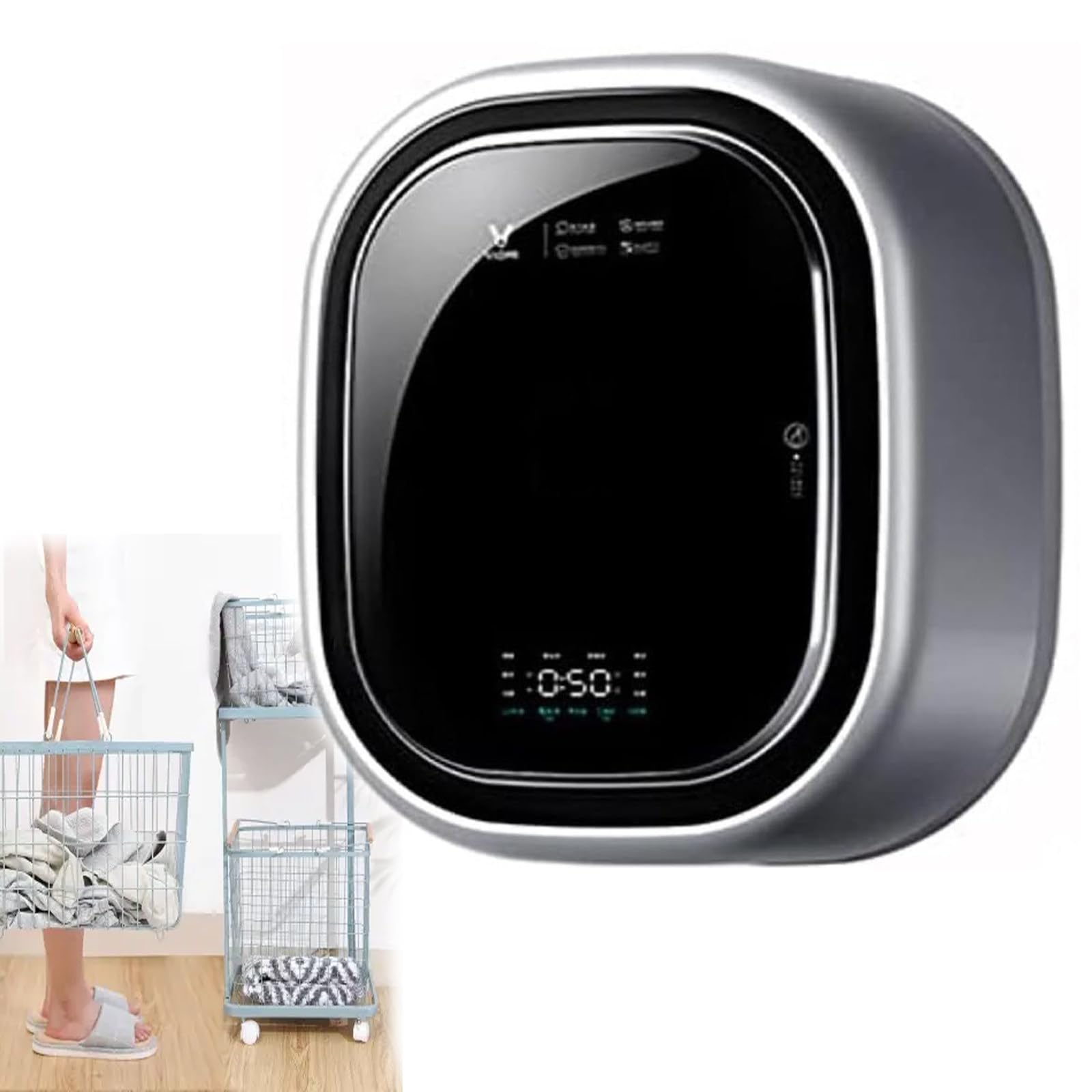 Lavadora de pared de 3 kg, minilavadora automática, lavadora y secadora completamente automáticas, lavado a alta temperatura y bajo nivel de ruido, para calcetines/ropa interior