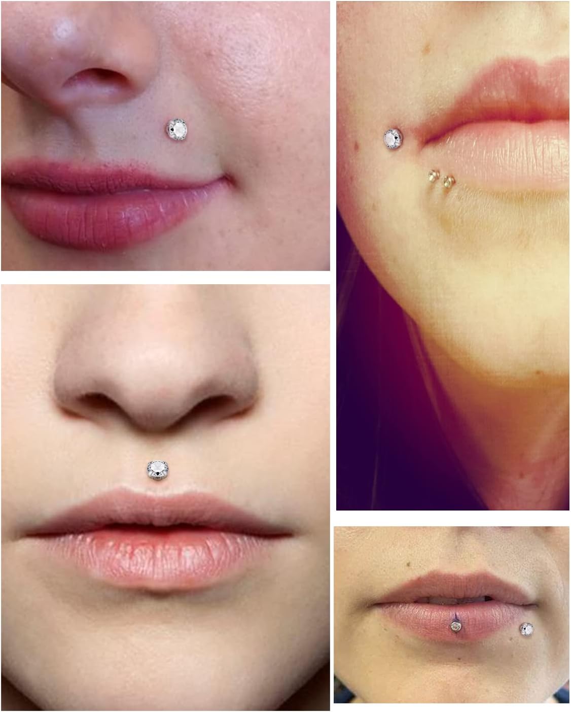 Vsnnsns 14G Lip Rings Stainless Steel Tragus Helix Conch Piercing Jewelry Snake Bite Piercing Monroe Lip Rings Labret Medusa Cartilage Lobe Earrings Studs Piercing Jewelry 6MM 8MM 10MM Silver 18PCS - Image 4