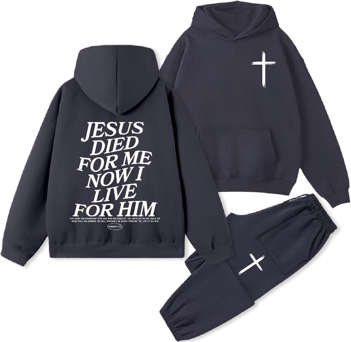 Graphic Hoodies For Men Women Unisex Washed Hoodie Set Oversized Sweatshirt Live For Jesus