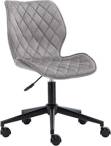 DUHOME Silla de escritorio de computadora con respaldo medio, silla de terciopelo sin brazos, silla de oficina en casa para