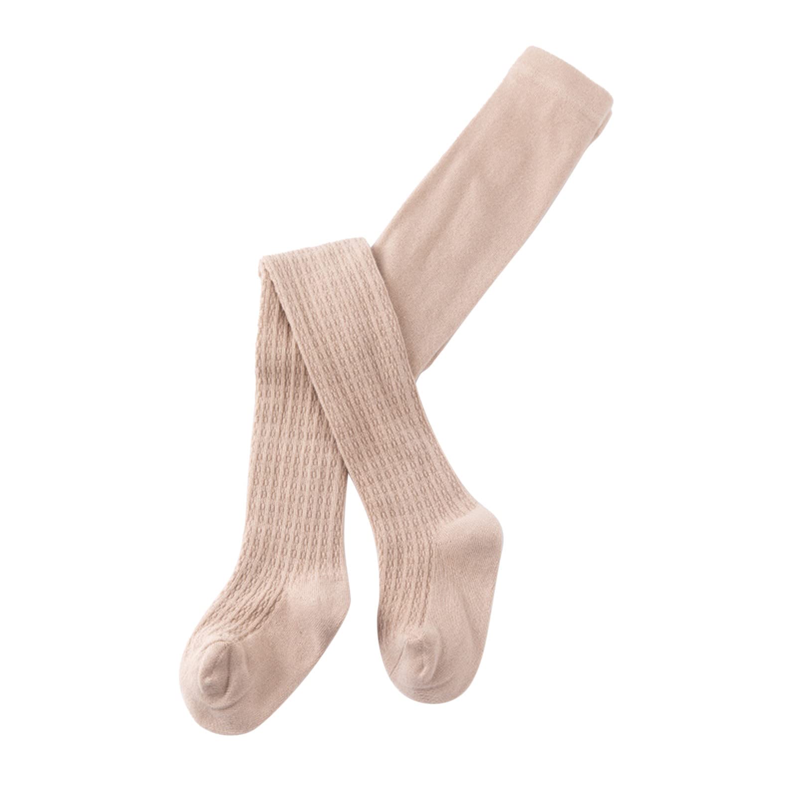Toddler Kids Baby Girls Cotton Tights Solid Cable Knit Pantyhose Warm Stretchy Leggings Footed (Khaki, 12-24 Months)