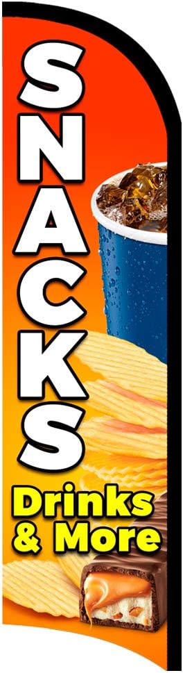 Snacks Drinks & More Premium Windless Polyknit Feather Flag (3 x 11.5 feet)