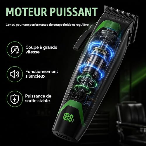 Professional Hair Clippers for Men-Cordless Professional Barber Clipper Set with Precision Blades, USB Charging,Guide Combs Set, for Men & Women,Black - 4