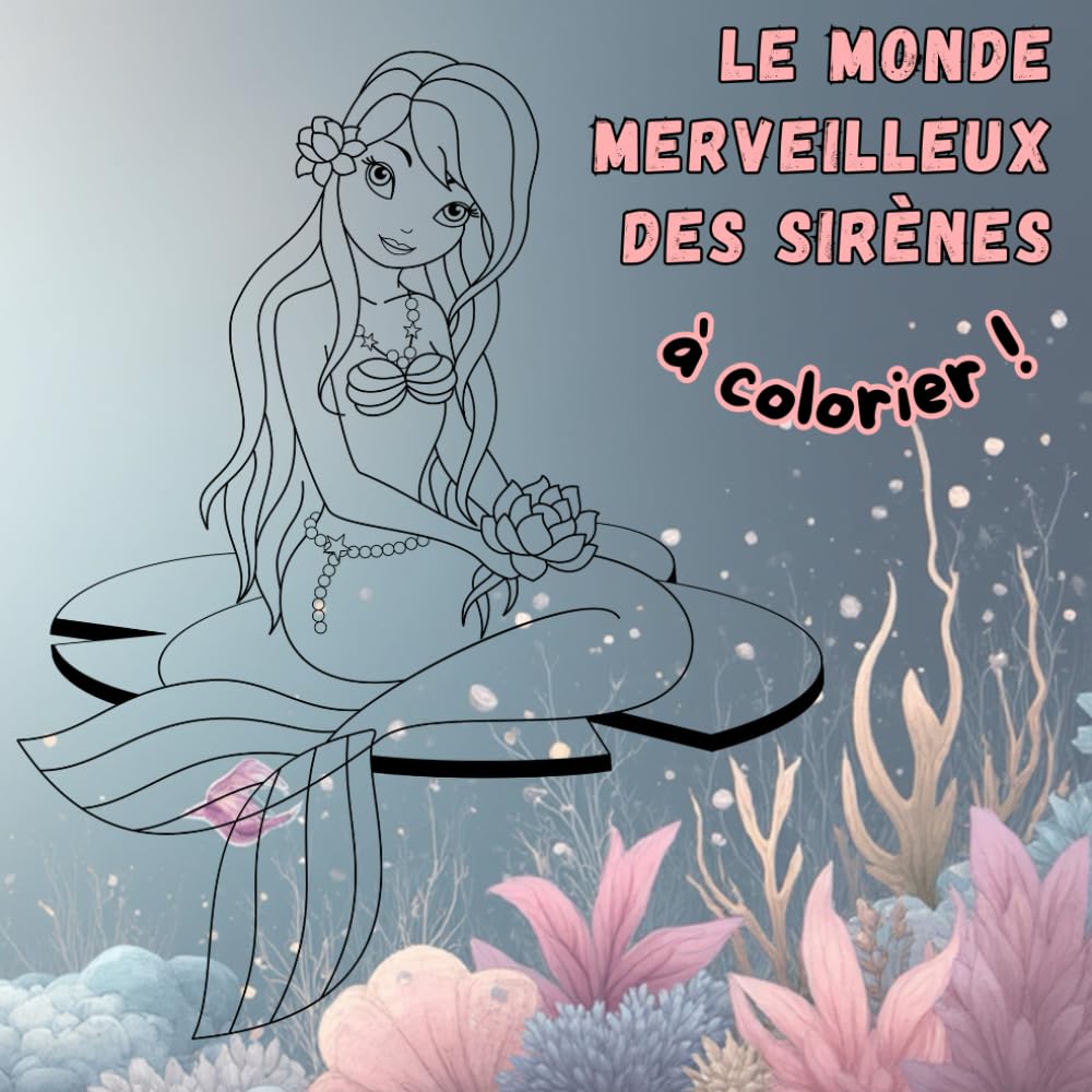 LE MONDE MERVEILLEUX DES SIRENES - A COLORIER: Jolis dessins de sirènes à colorier - cadeau fille créatif