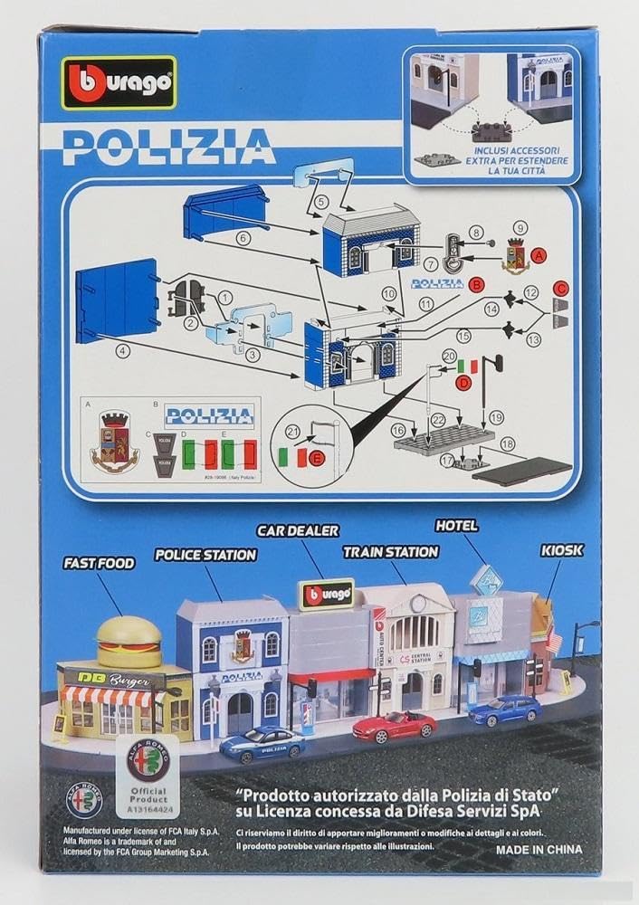 Bburago 1:43 STREET FIRE BBURAGO CITY, Police Station Diecast Car