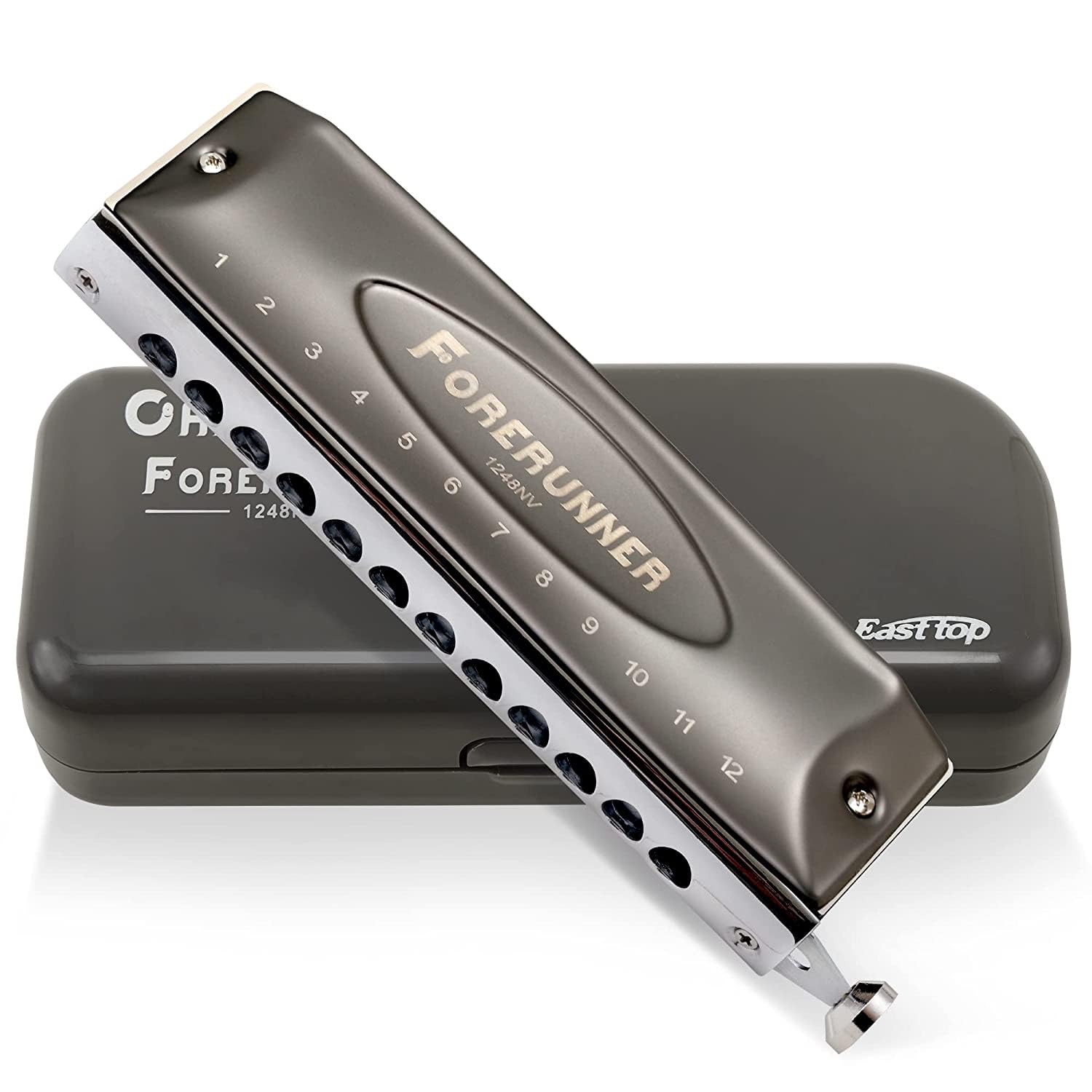 EASTOP Chromatic Mouth Organ 12 Holes 48 Tones Forerunner 1.0 Chromatic Harmonica Key of C, Gray, Stainless Steel & Phosphor Bronze-image-29