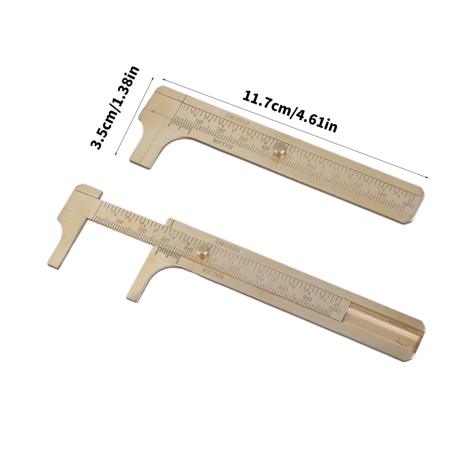 2 calibri in Ottone di Piccole Dimensioni, calibri scorrevoli manuali, Piccoli calibri analogici Vernier per misurazioni di precisione in gioielleria